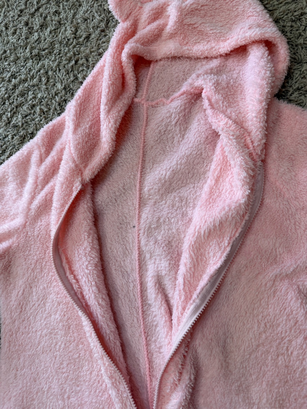 Ladies zip up teddy bear Plush Hooded One-Piece loungewear - bubble gum Pink(xxl - Picture 9 of 14